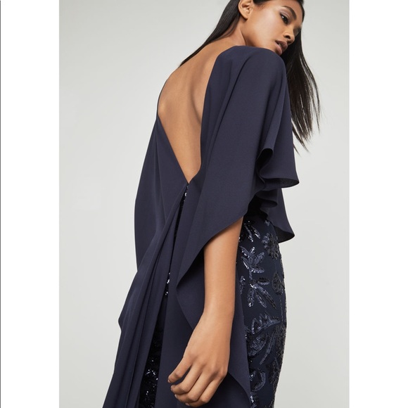 NWTBcbgmaxazria Dena Bodice-Cape Metallic Jumpsuit - Picture 1 of 4